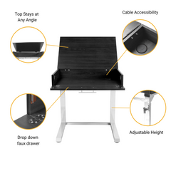 Deable - Laptop Stand Desk with Adjustable Height in Black